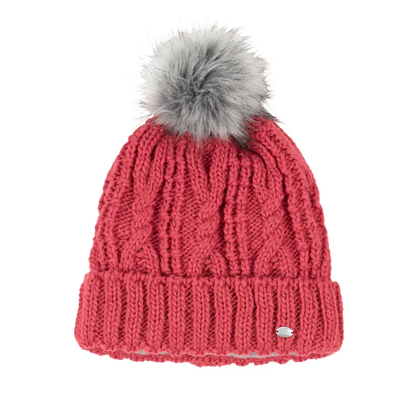 Pikeur Bobble Hat with Faux Fur Pom Pom - Scarlet